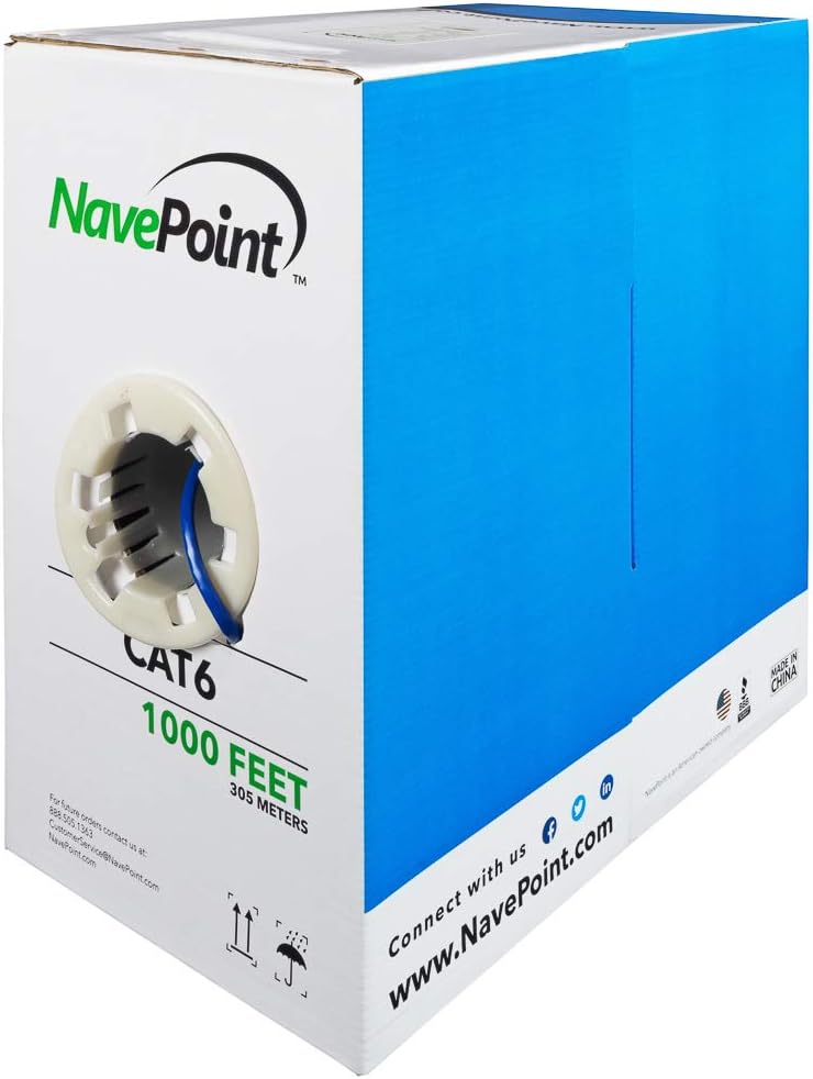 Cat6 1000ft Blue Solid Bulk Ethernet Cable H871229