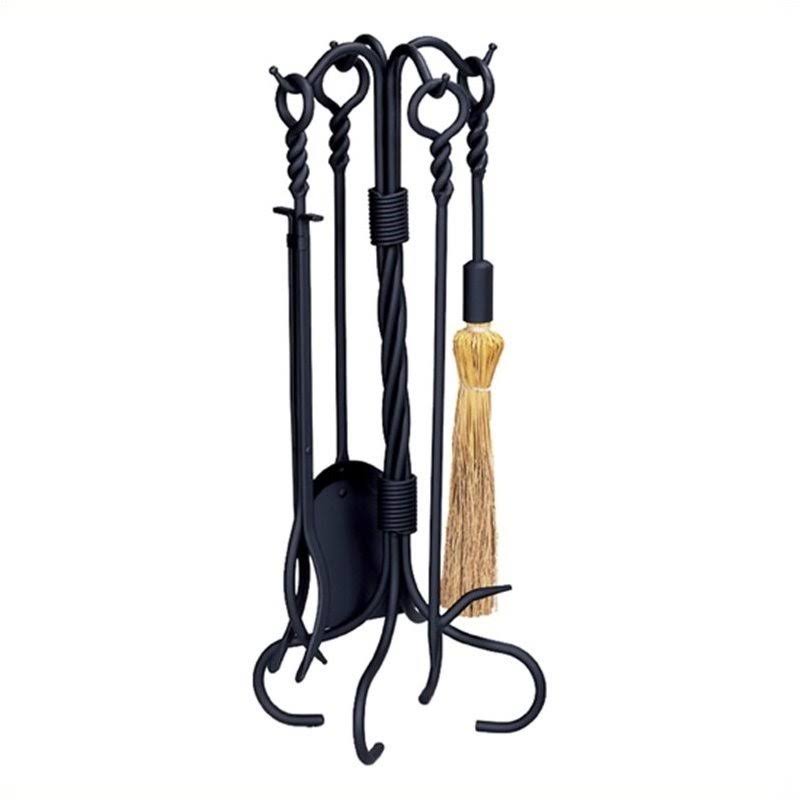 Black Wrought Iron Fireplace Tool Set V38800