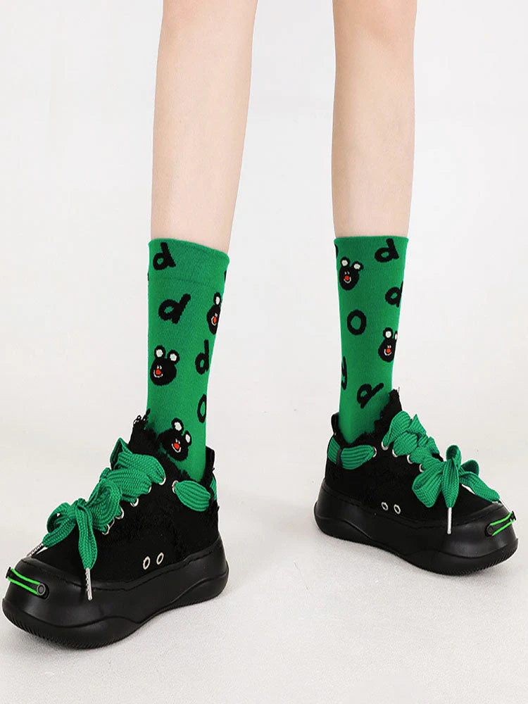 Black Bear Cotton Socks F42759