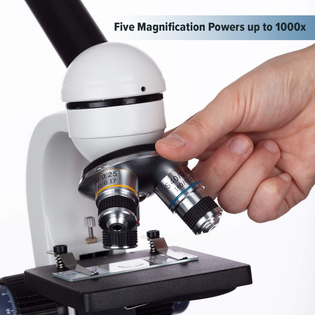 40X-1000X LED Student Microscope with 5MP USB Camera T366