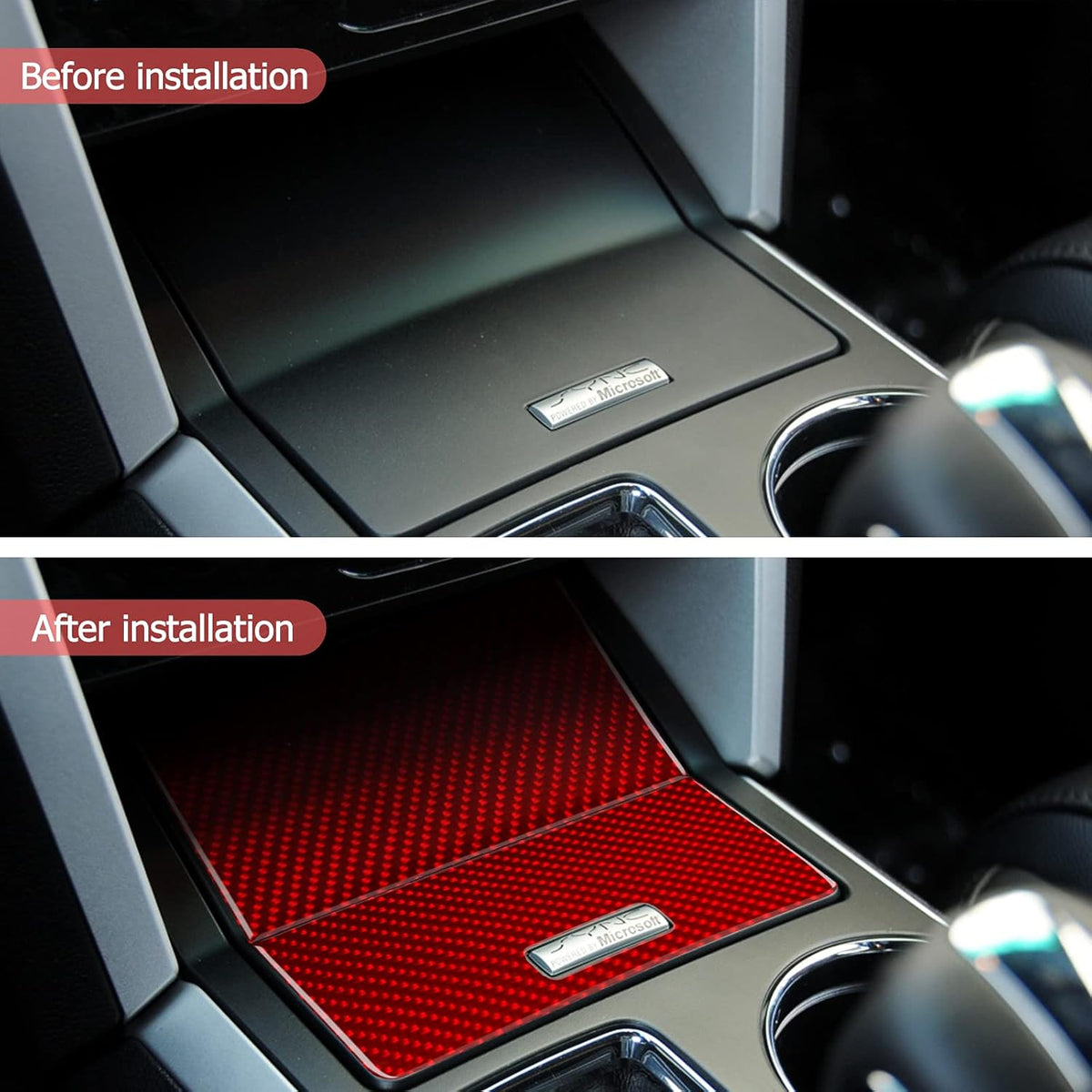 Carbon Fiber Interior Center Console Storage Box Panel Sticker Trim Cover Pack of 2 B8914