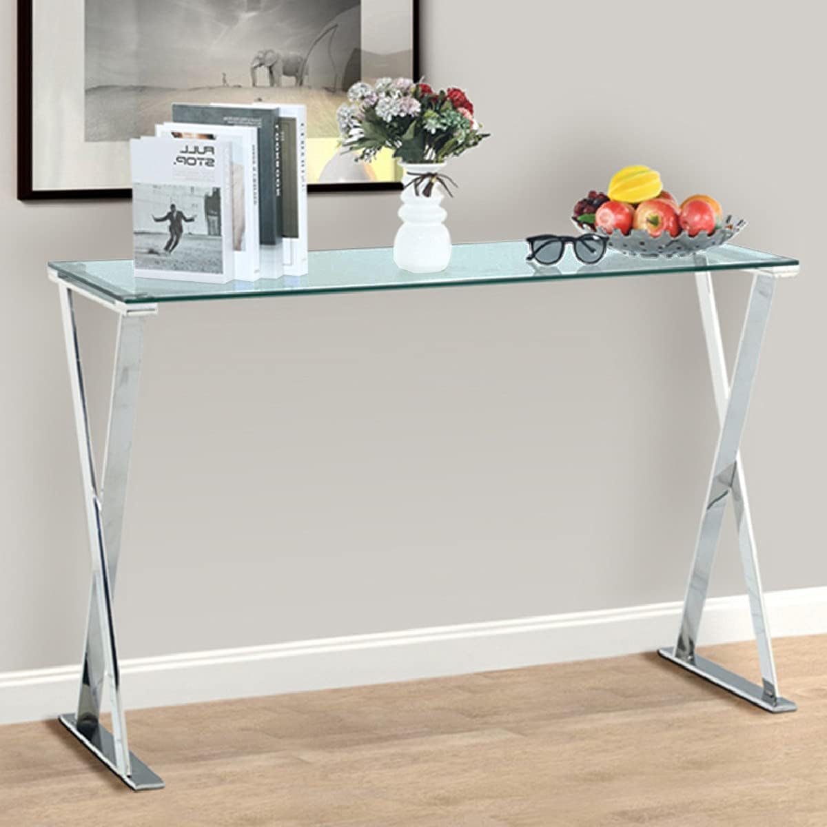 Modern Narrow Glass Console Table A5102