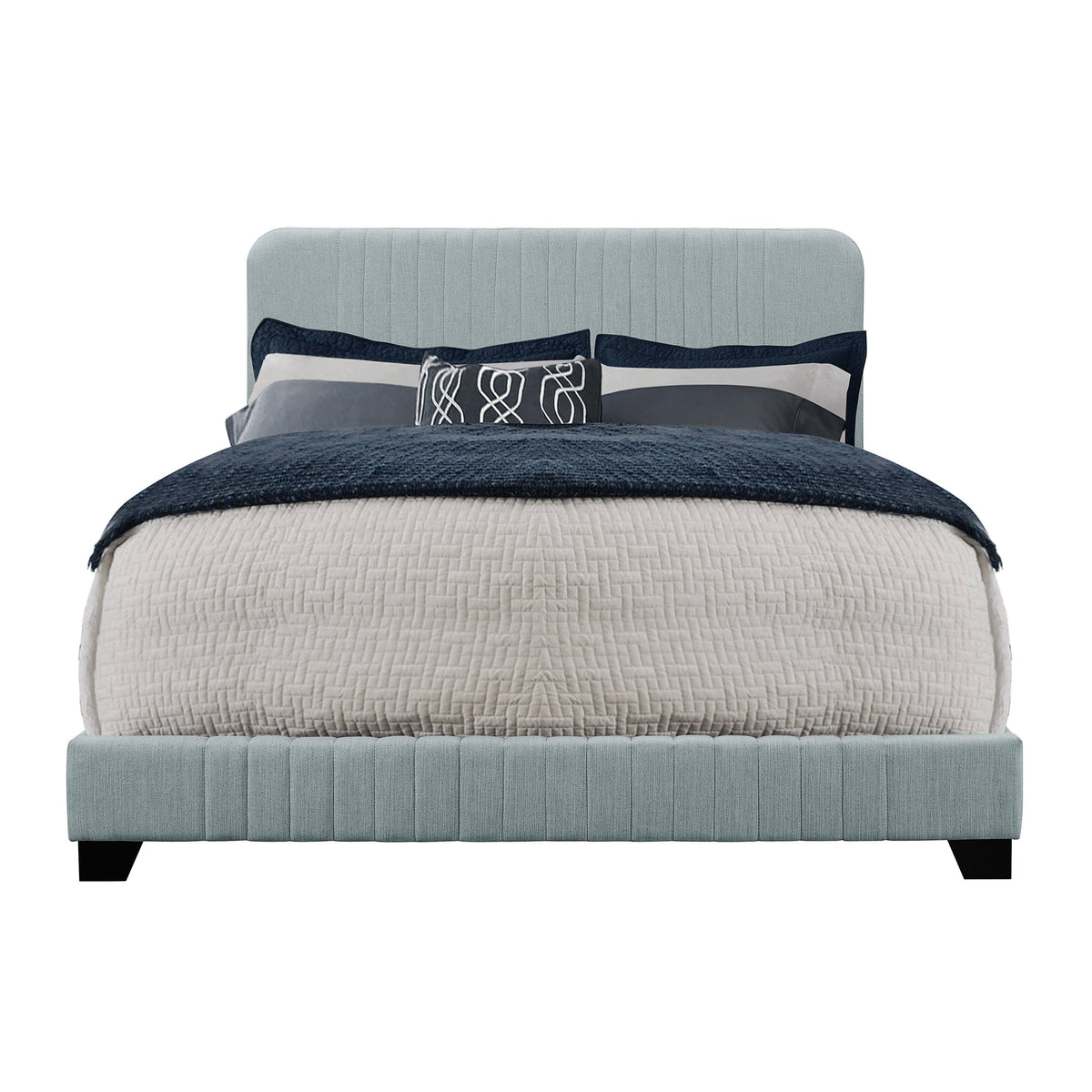 Blue Queen Upholstered Panel Bed N151