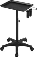 Rolling Salon Tray Aluminum Trolley Cart on Wheels Adjustable Height Silver G416