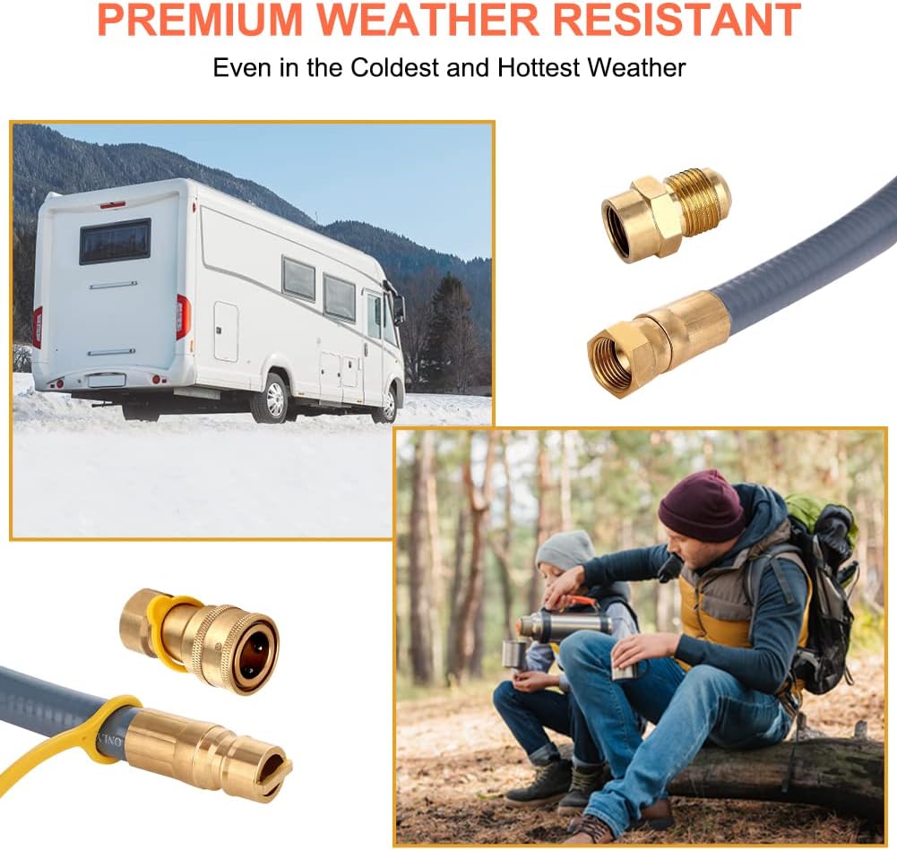 24 Feet 1/2 Inch Natural Gas Grill Hose with Quick Connect Fittings Q348118