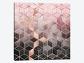 Pink Gray Cubes Wrapped Canvas E58740
