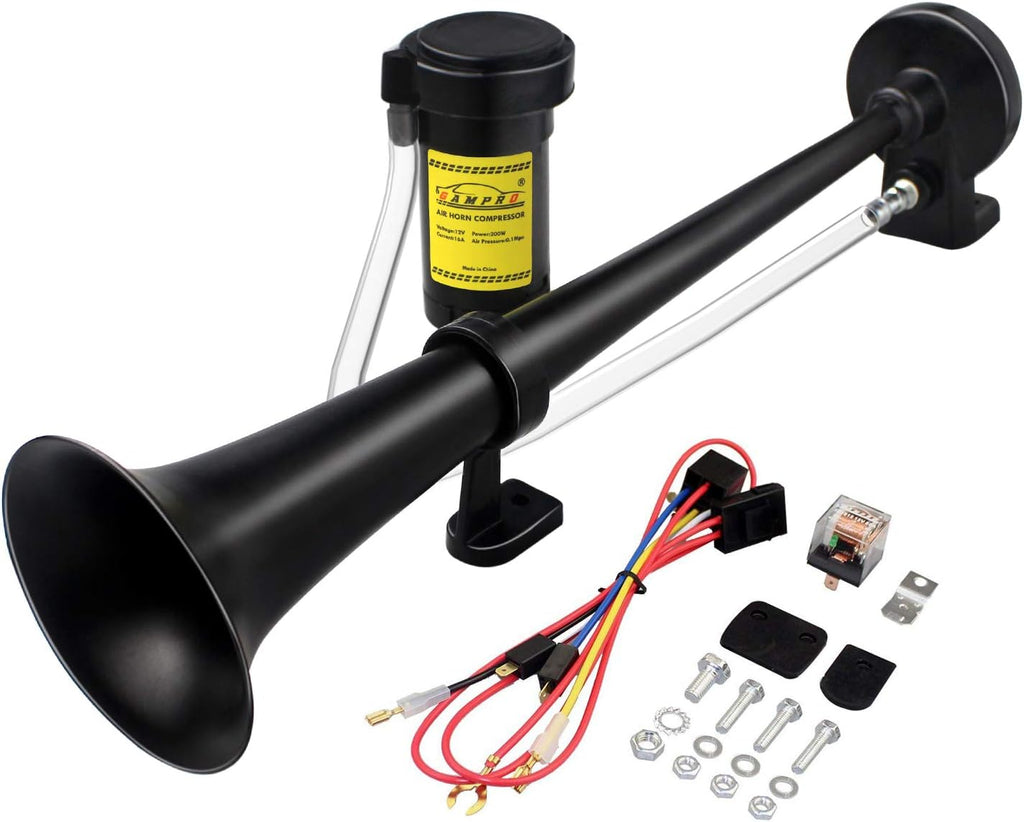 12V 150db Chrome Zinc Single Trumpet Air Horn with Compressor P123