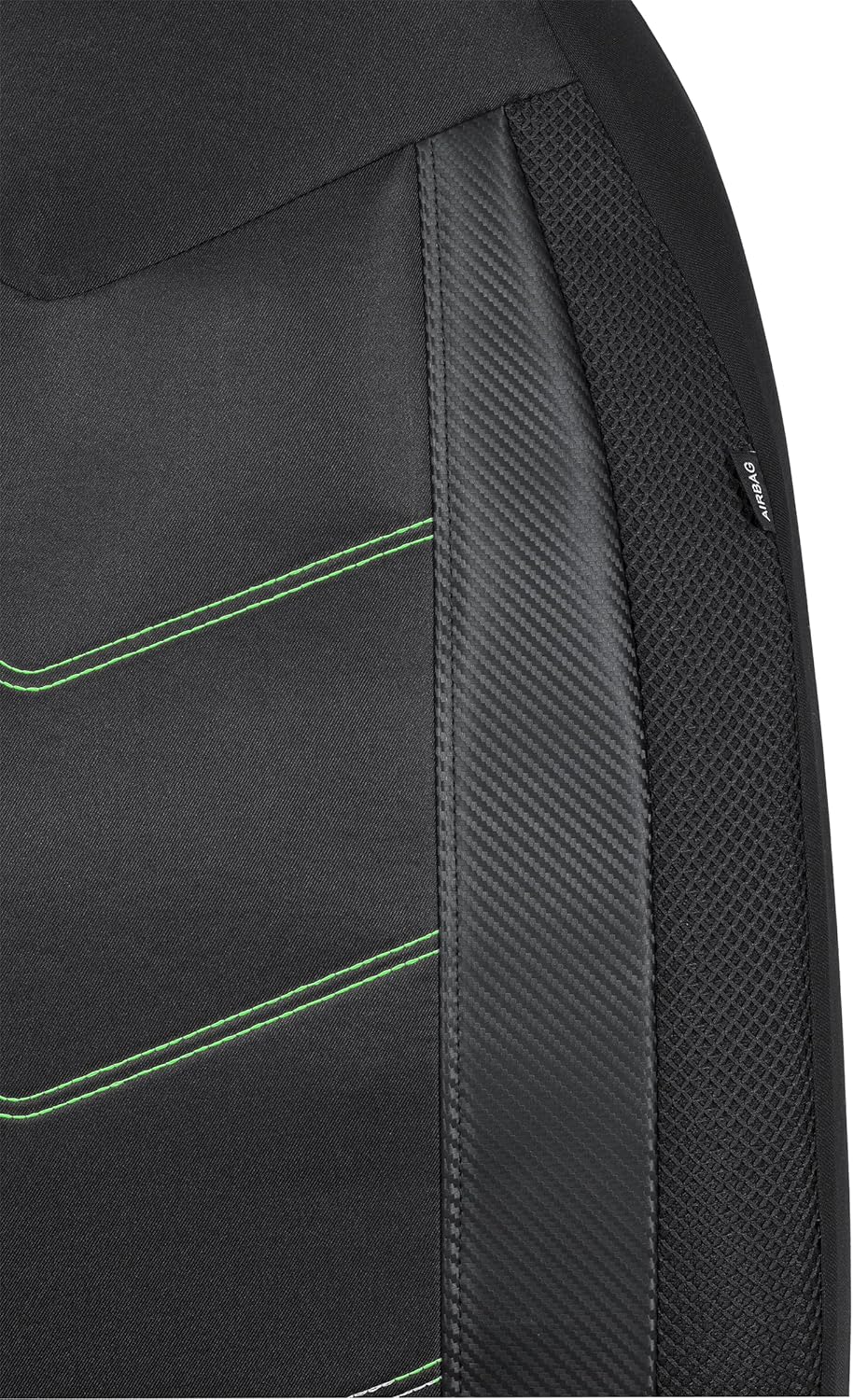 High Back Car Seat Covers Carbon Fiber Mesh Airbag Compatible 2PCS X20828
