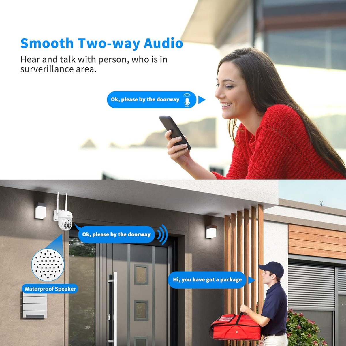 3MP Outdoor WiFi Pan/Tilt Security Camera with Floodlights Y526336