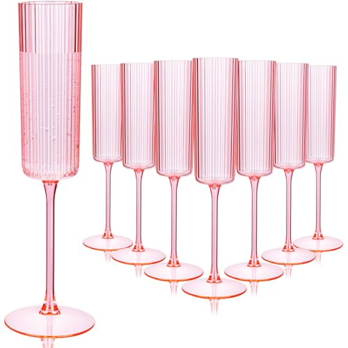 36 Pack 6oz Pink Plastic Champagne Flutes C464