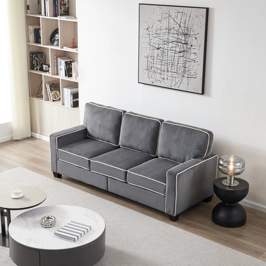 Dark Grey Corduroy Sofa with Storage W50894
