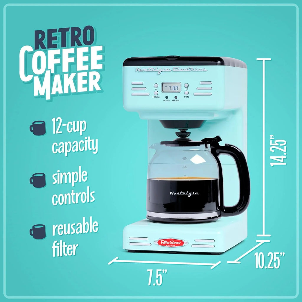 Aqua 12-Cup Programmable Retro Coffee Maker U346
