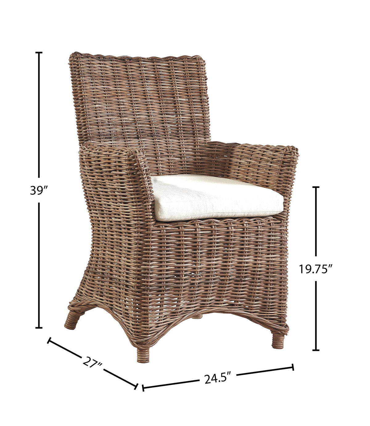 Rustic Woven Accent Arm Chair with Cushion Set of 2 U4308