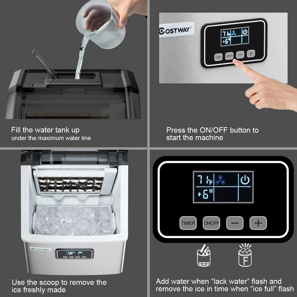 Stainless Steel Countertop Ice Maker Machine B87320
