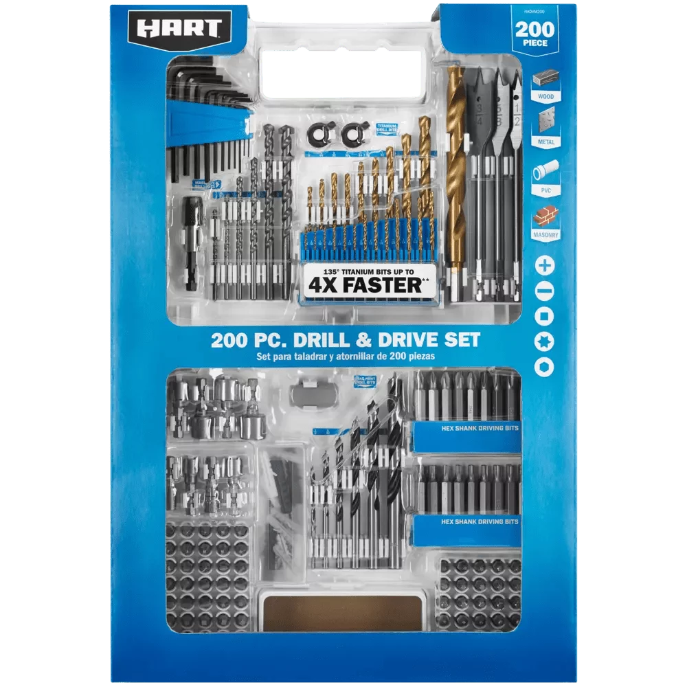 200-Piece Assorted Drill and Drive Bit Set with Storage Case F59262