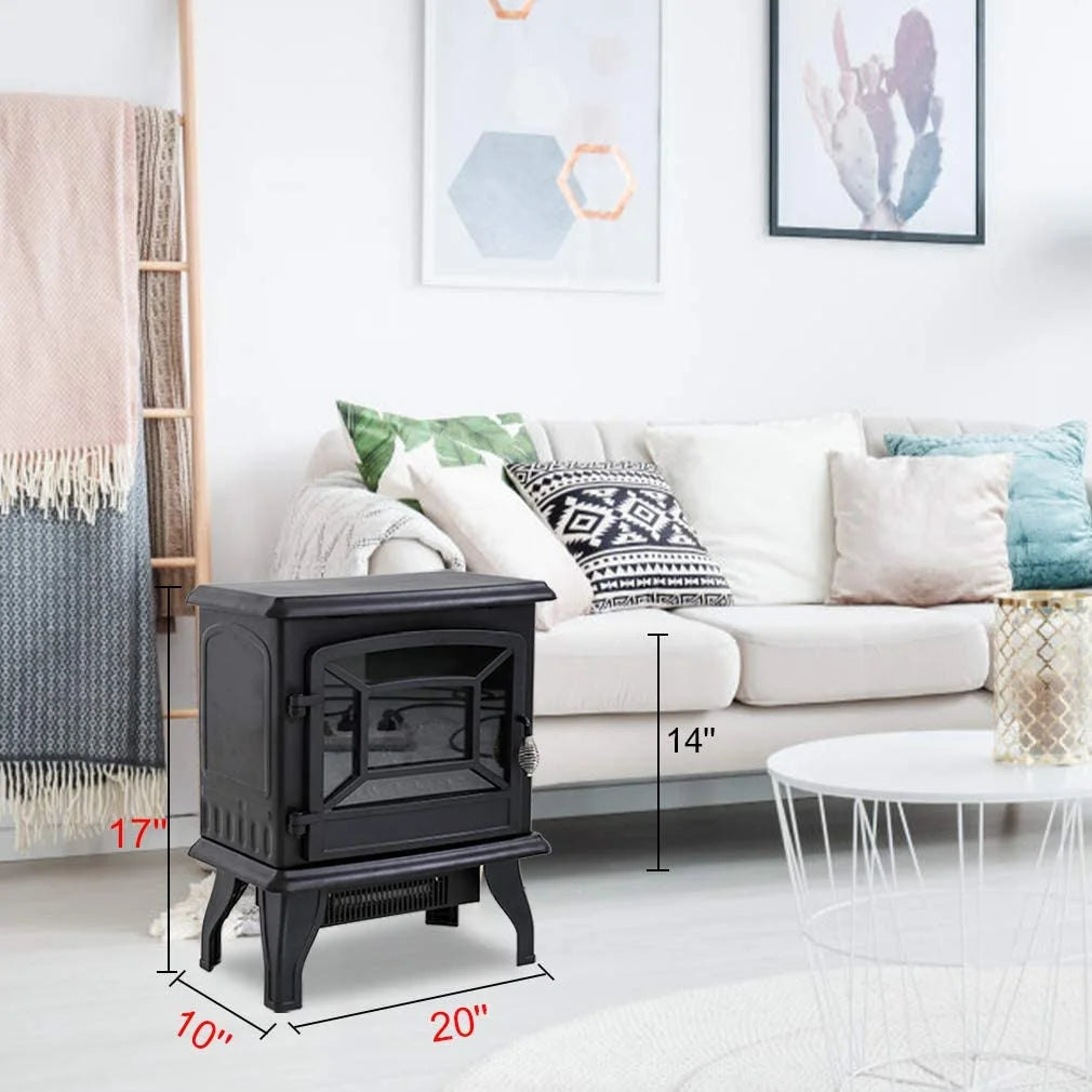 20" Electric Fireplace Heater Portable 1400W Black L485