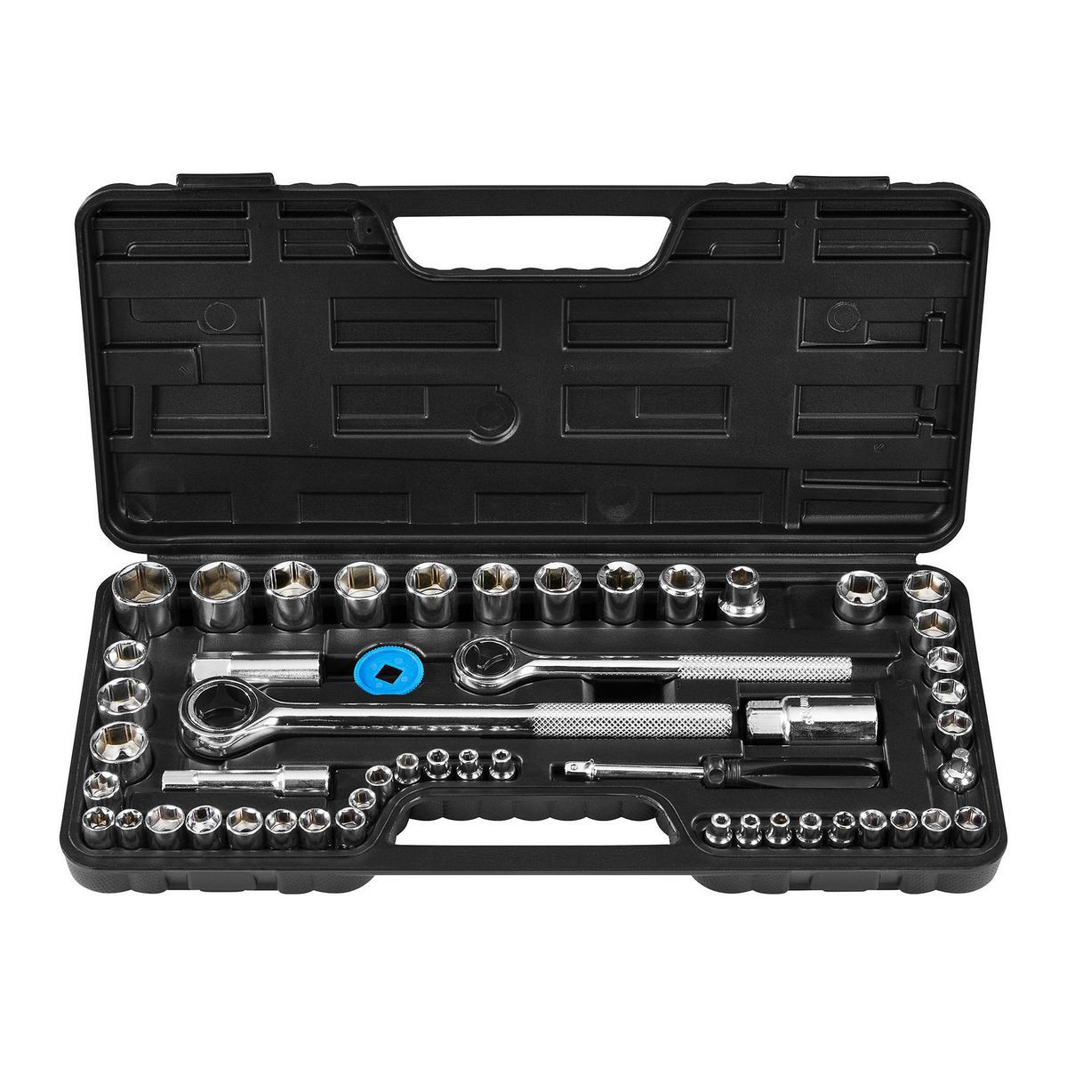 1/4 in., 3/8 in., 1/2 in. Drive SAE and Metric Socket Set, 51-Piece E494496