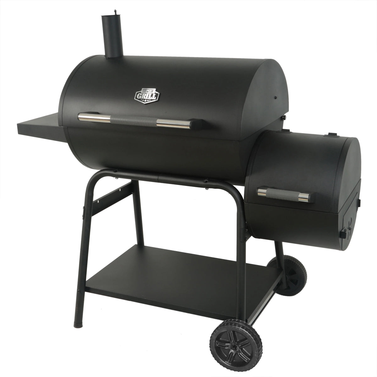 28 Offset Steel Charcoal Smoker Grill with Side Firebox, Black R1156