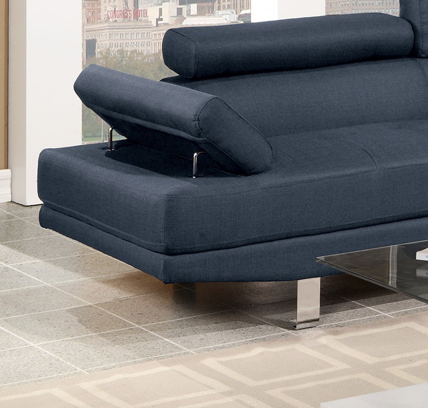 Dark Blue Polyfiber Sectional Sofa F930