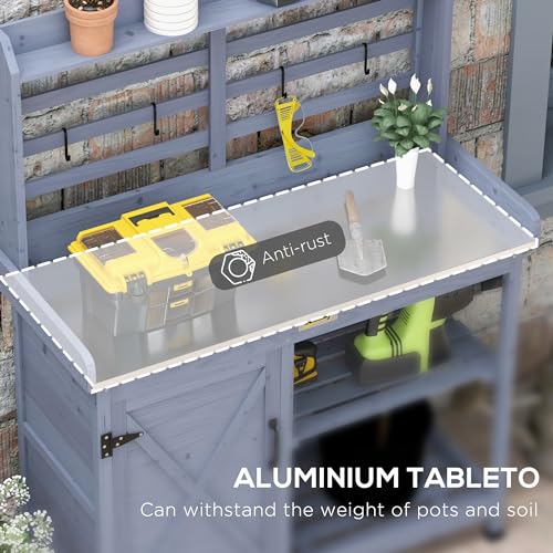 Wooden Potting Bench Table with Storage Cabinet I4846