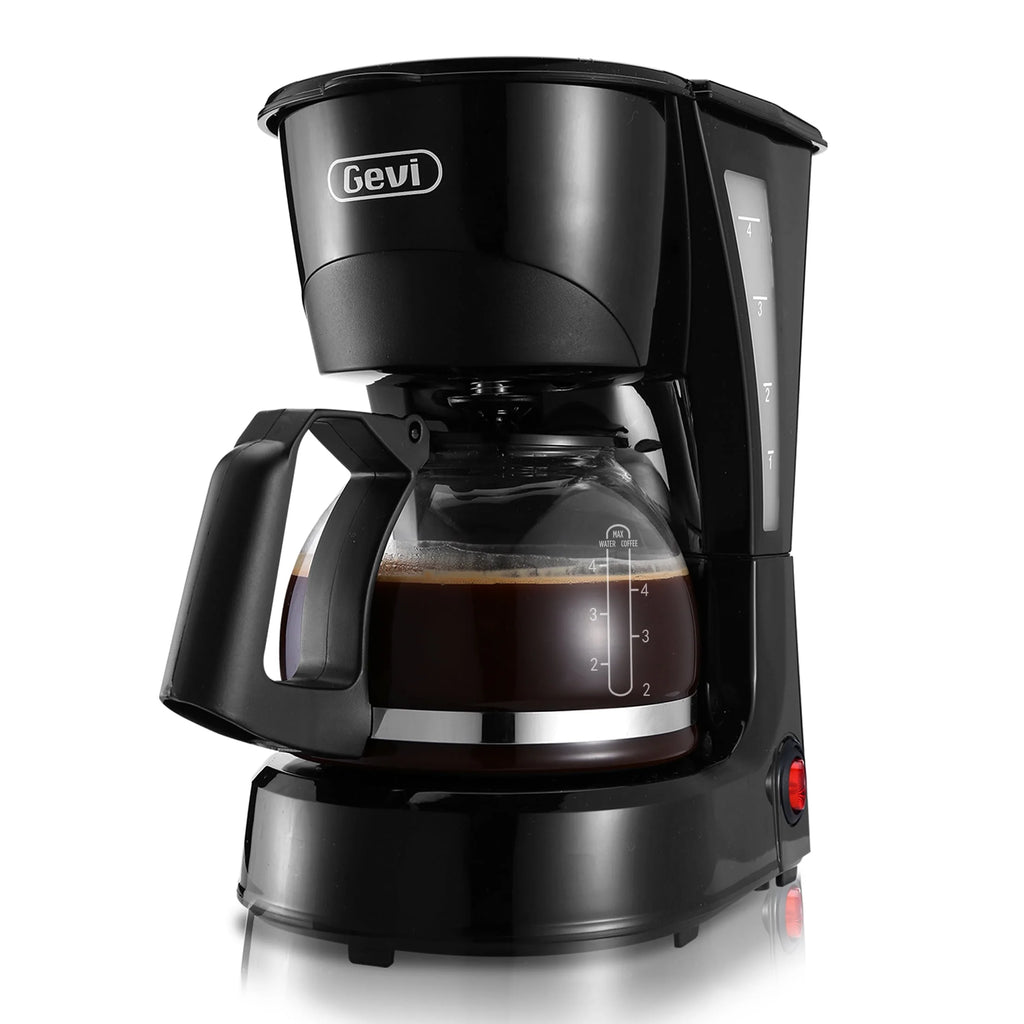 4 Cup Black Drip Coffee Maker with Reusable Filter V208