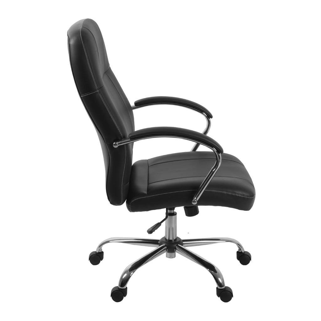 Black Leatherette Executive Office Chair with Arms H345447
