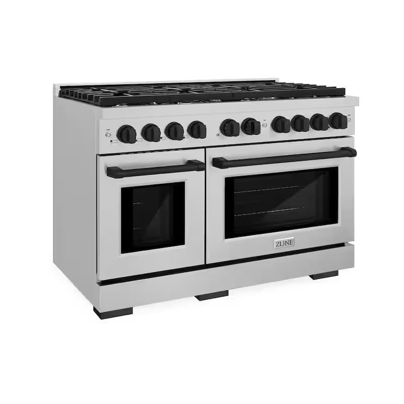 48 in. 8-Burner Freestanding Gas Range and Double Convection Oven in Stainless Steel and Black Matte Z11081