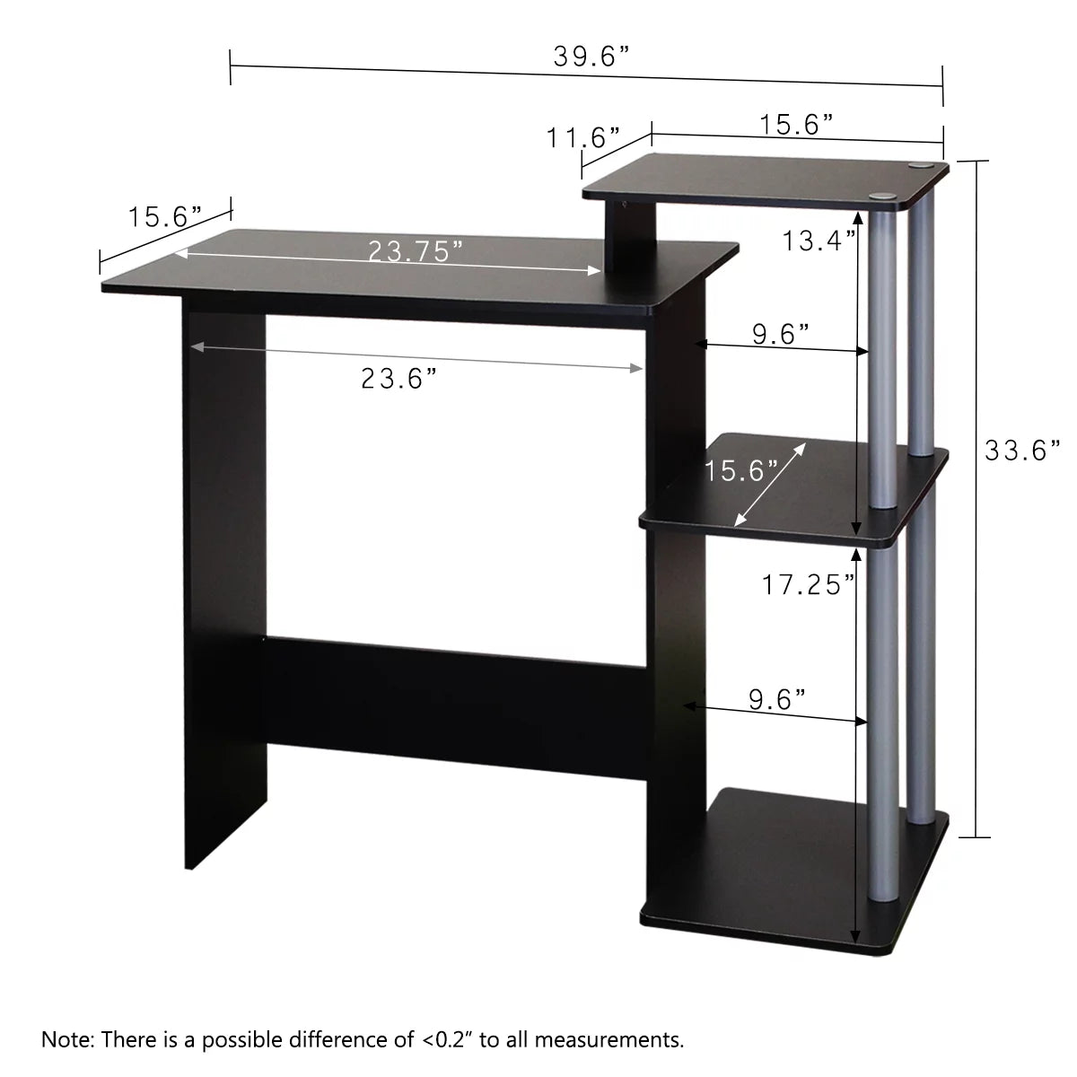 Black Gray Wood Computer Desk M95647