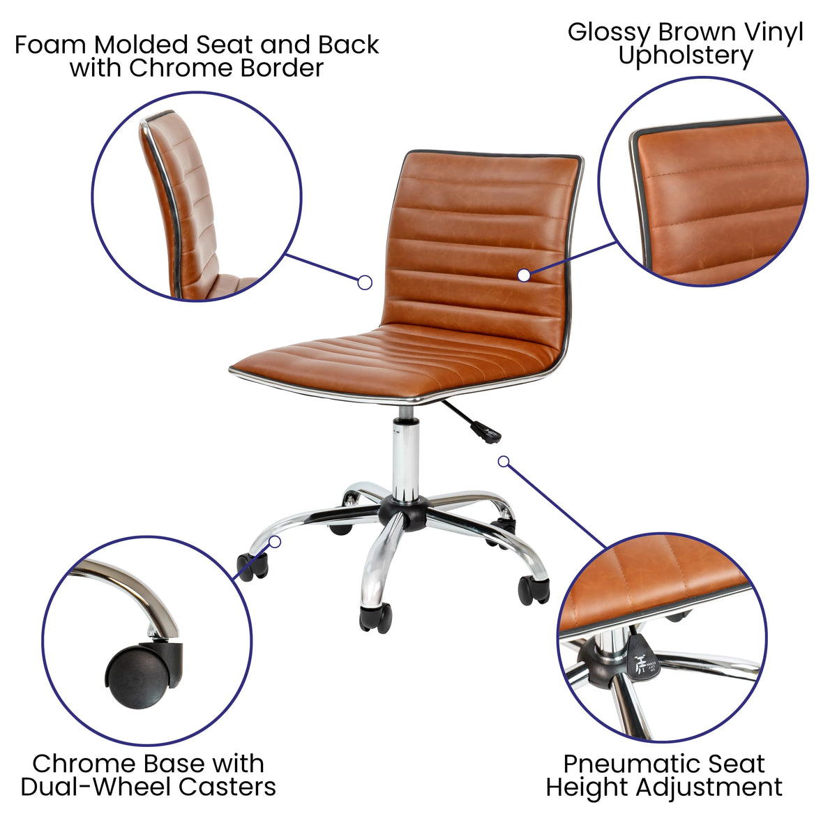 Brown Ribbed Swivel Task Office Chair P741