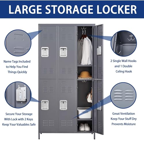6 Door 72" H Metal Lockers with Lock K904084