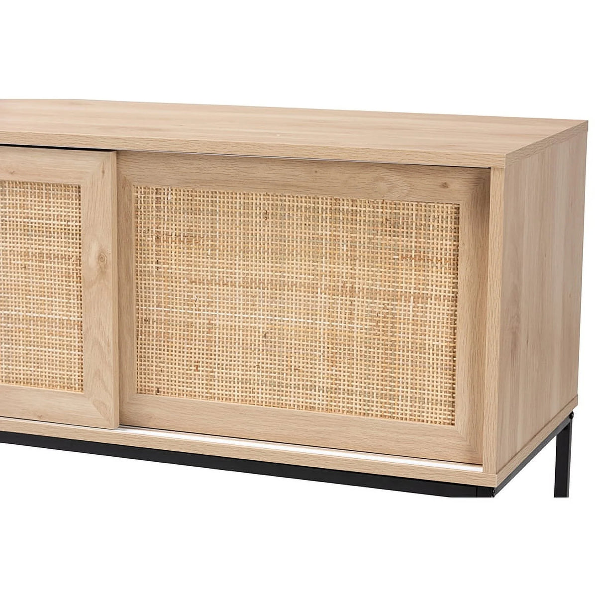 Natural Brown Wood and Rattan Sideboard Buffet Y792
