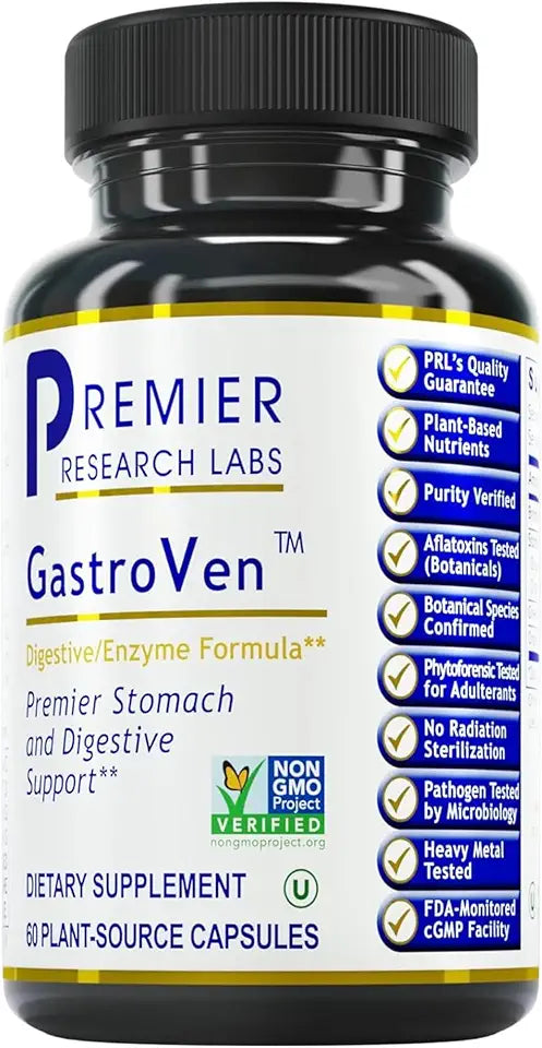 60 Plant-Source Capsules Digestive Supplements with Enzymes Ginger Bromelain & Green Tea Extract L634927