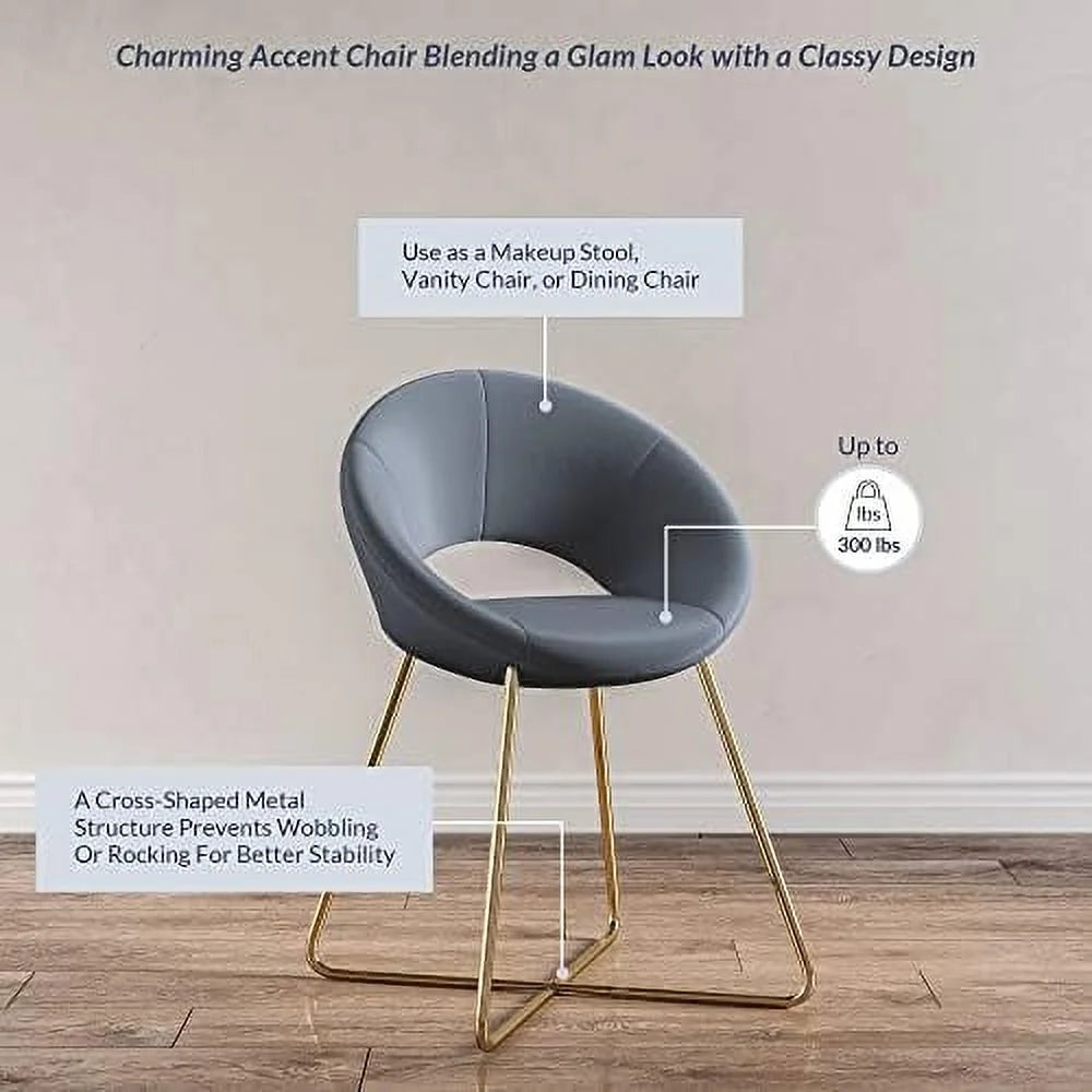 Velvet Accent Chair with Back Golden Metal Legs Z878