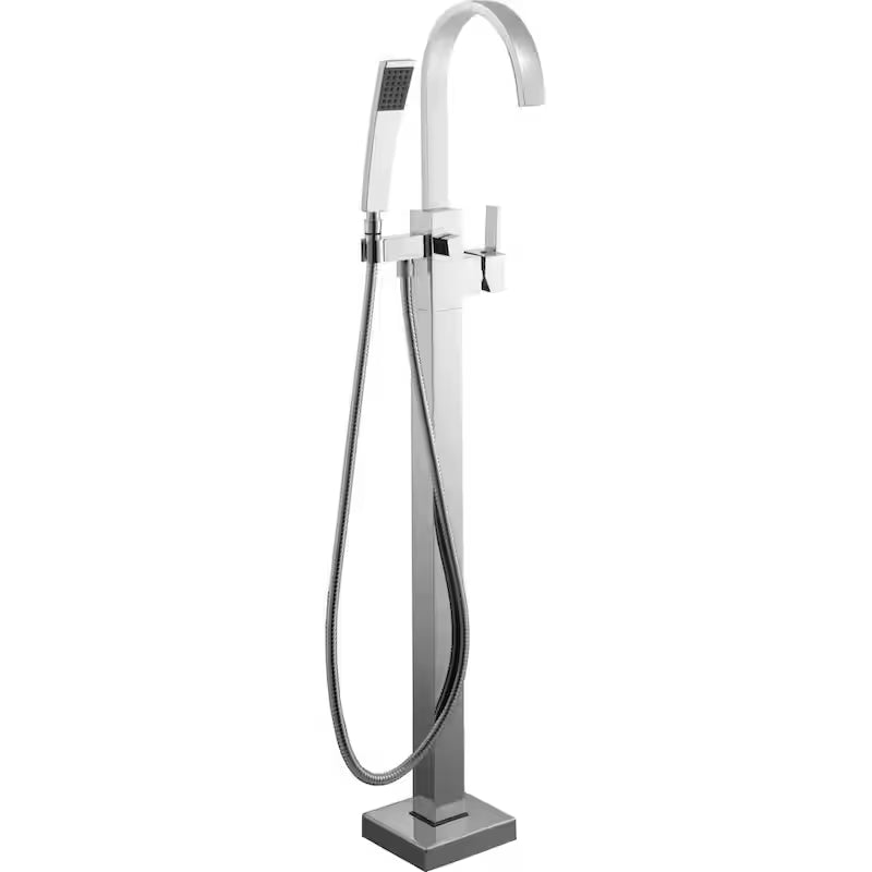 Freestanding Floor Mount Tub Faucet with Handheld Handshower in Chrome W359817
