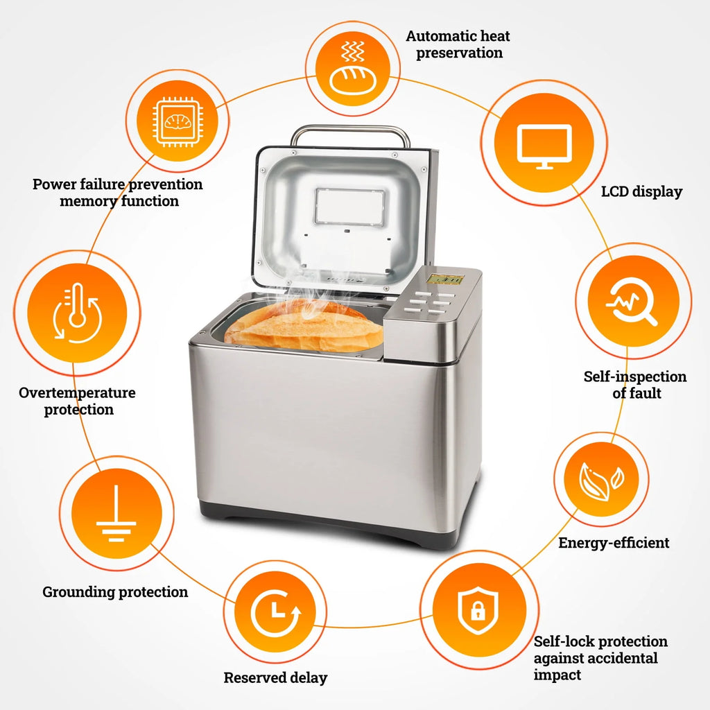 2LB Automatic Stainless Steel Bread Maker T535606