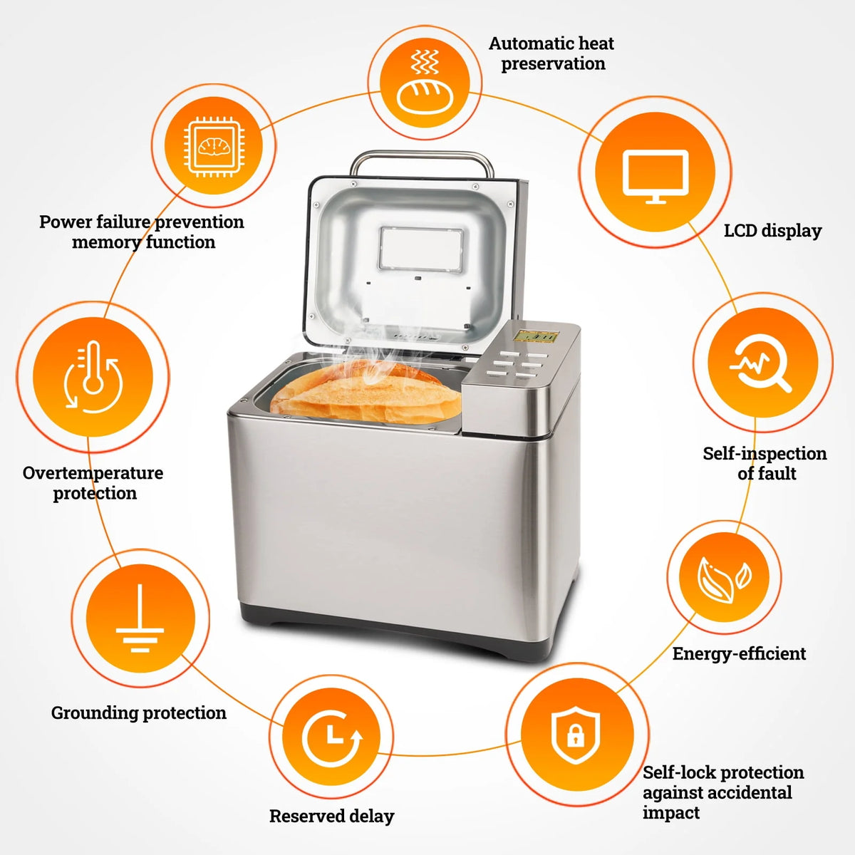 2LB Automatic Stainless Steel Bread Maker T535606
