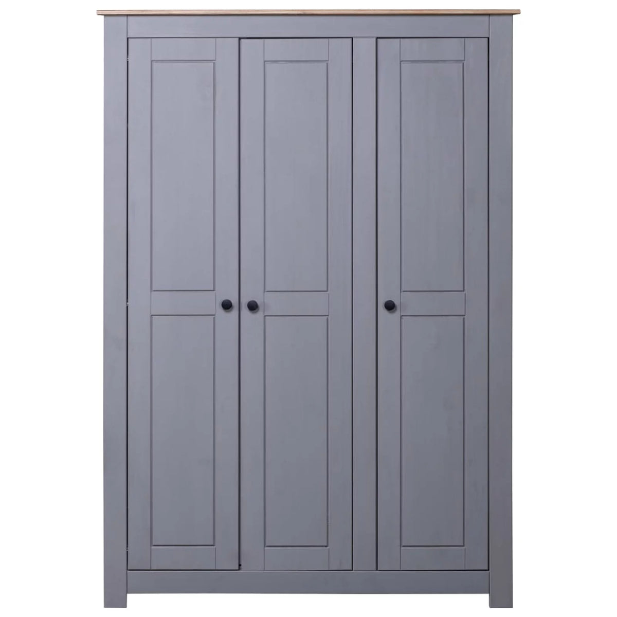 3-Door Gray Pine Wardrobe I5933