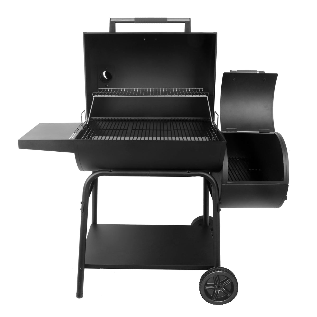 28 Offset Steel Charcoal Smoker Grill with Side Firebox, Black R1156