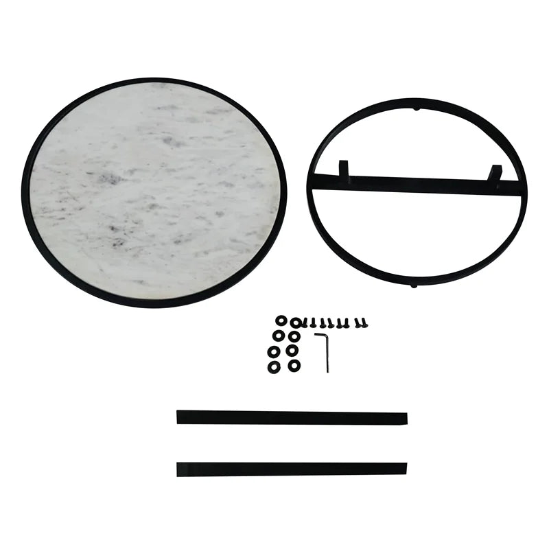 Round White Marble Top End Table G560359