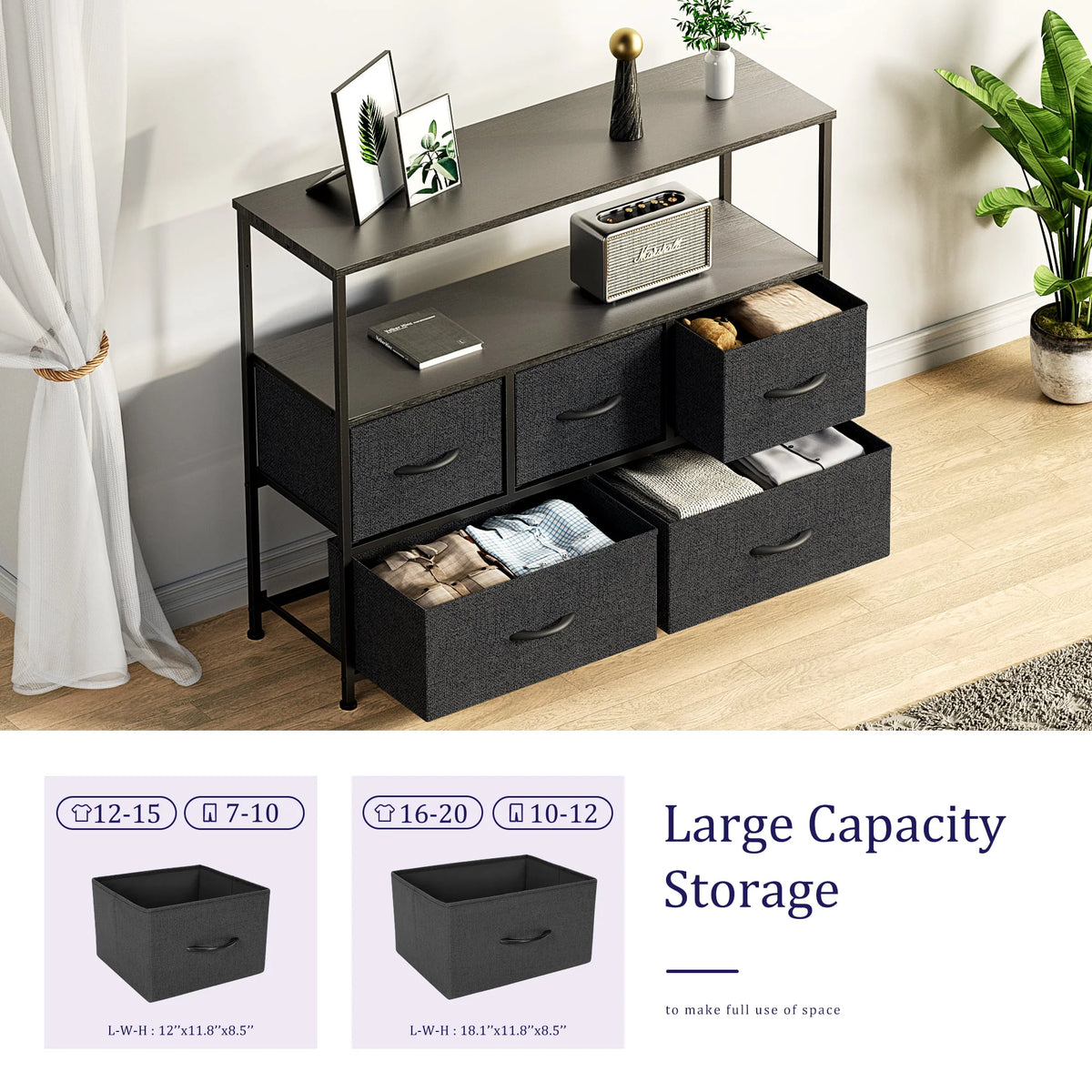 5 Drawer Dresser with Wood Top Q78504