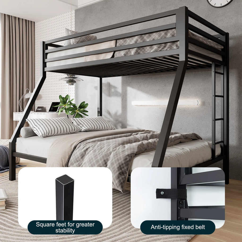 Black Twin Over Full Metal Bunk Bed with Stairs Z982
