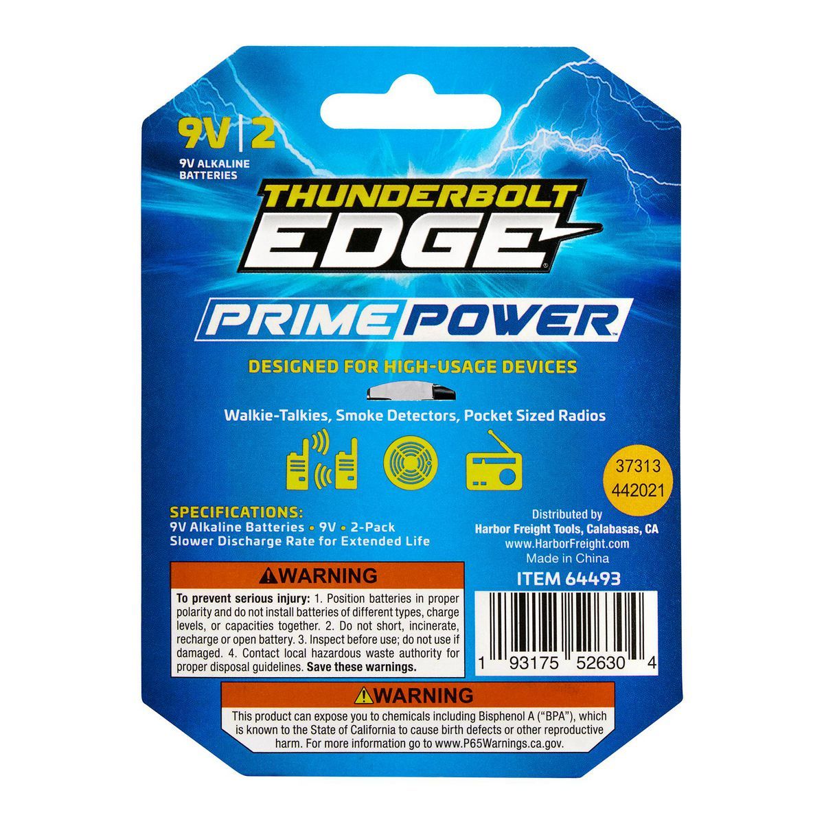 9V Alkaline Batteries, 2 Pack A885