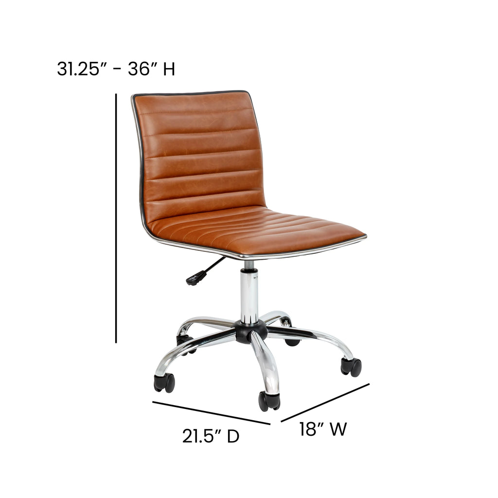 Brown Ribbed Swivel Task Office Chair P741