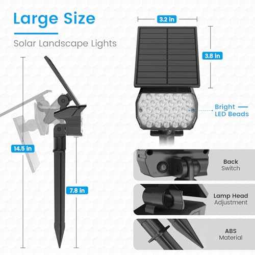 IP67 Waterproof Solar Landscape Spot Lights 8 Pack Cool White 27 LED C6400