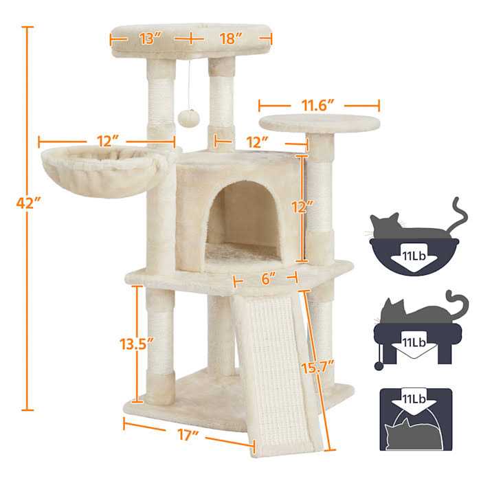 Plush Cat Tree Condo with Basket B6514