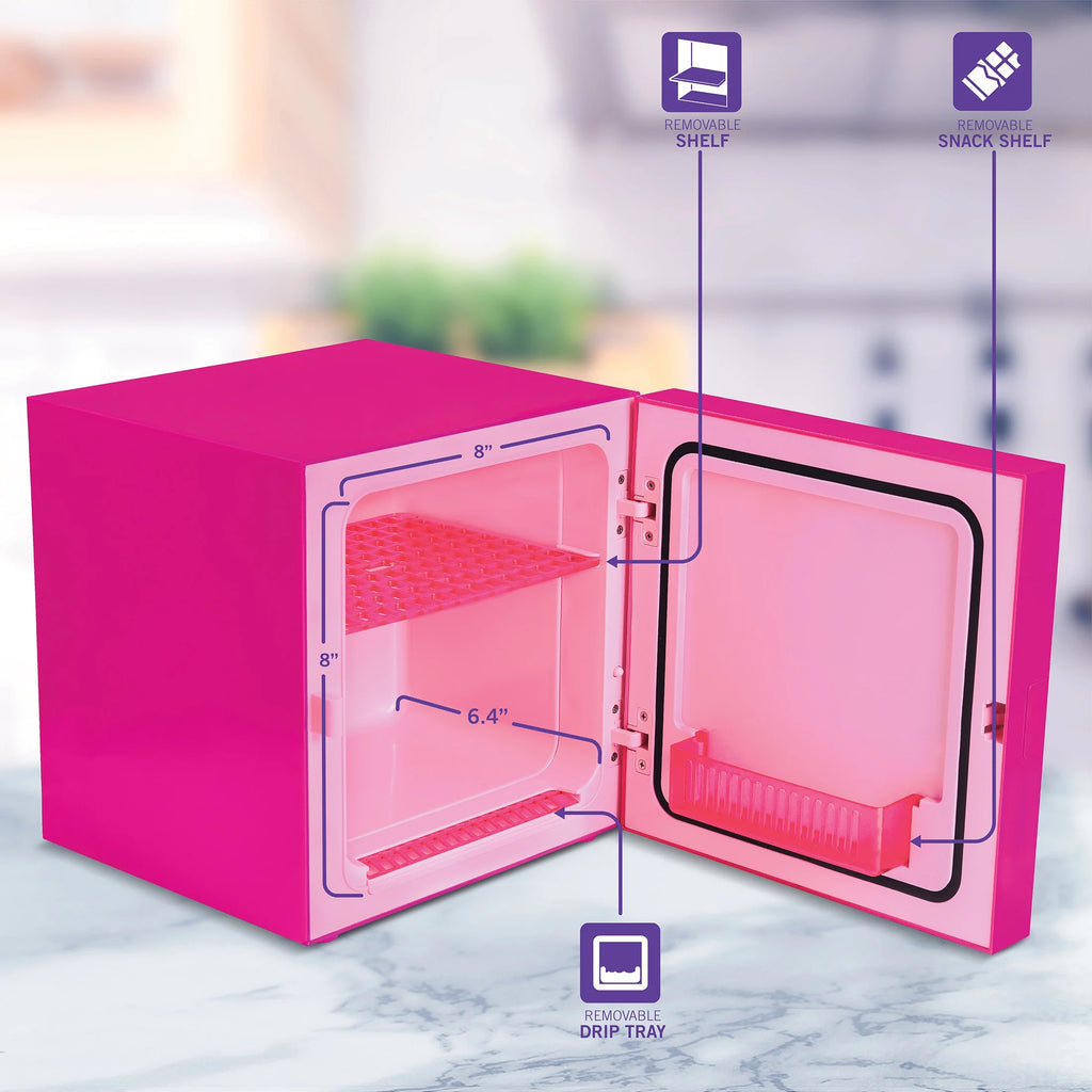 Hot Pink 6 Can Mini Fridge with Glass Door A956