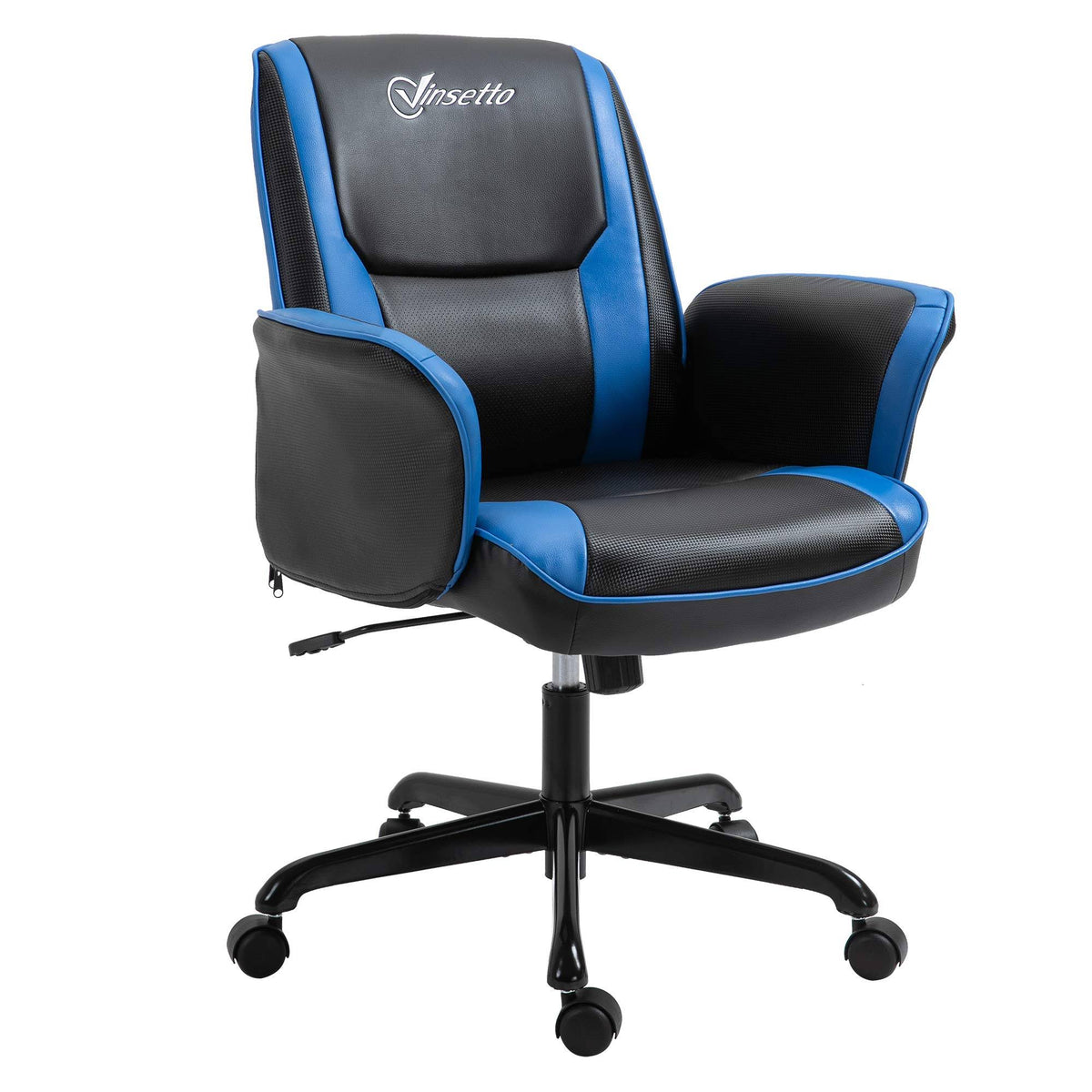 Blue Faux Leather Gaming Chair with Wheels Z94933