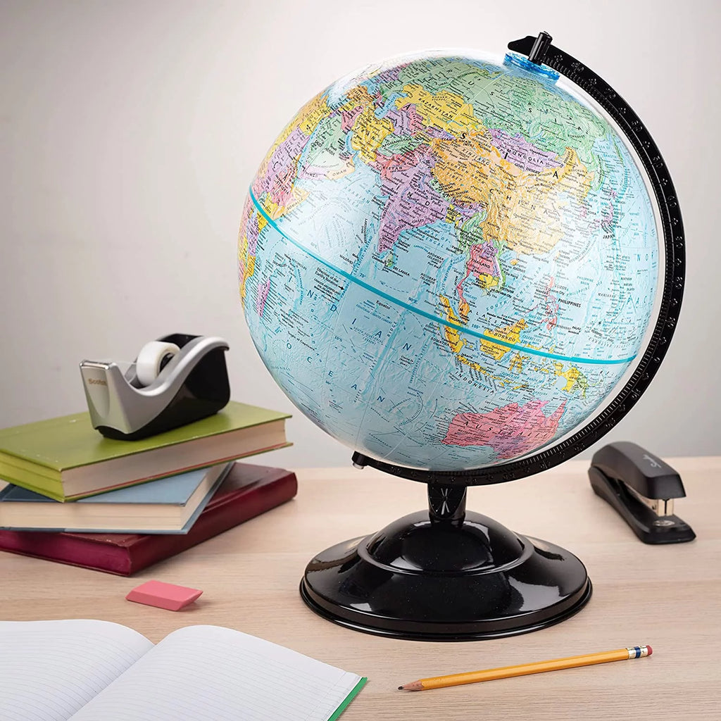 12 inch Blue Ocean Educational Raised Relief Political Globe K509542