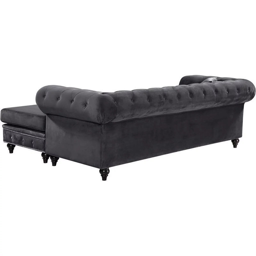 Gray Velvet Reversible Sectional C47129