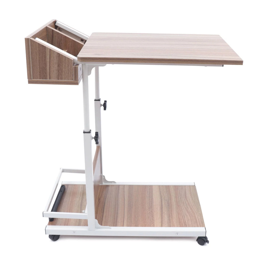 Wooden Bed Side Table with Storage and Wheels E96582